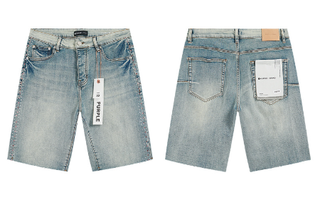 Light Blue Washed Denim Shorts with Rhinestone Studded Trim Along Side Seams