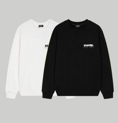 Balenciaga splatter-ink fluid letter p
rint crewneck sweatshirt