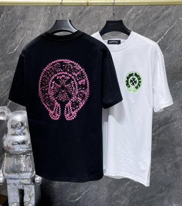 Chrome Hearts Pink Textured Horseshoe Tee