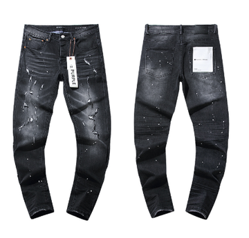Black Washed Slim Denim Jeans with White Paint Splatter and Distressing