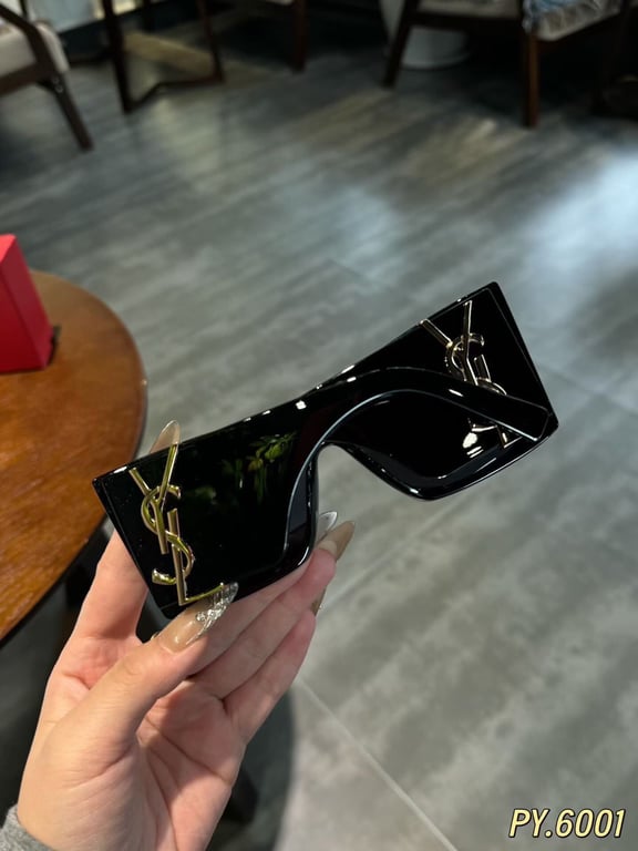 Saint Laurent Black Oversized Sunglasses with YSL Logo