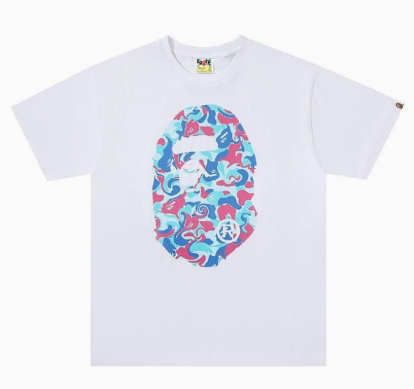 White BAPE Abstract Camo Ape Head T-Shirt