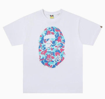 White BAPE Abstract Camo Ape Head T-Shirt