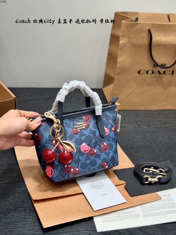 Mini City Tote Bag with Cherry Charm
