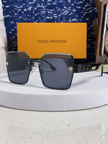 LV Rimless Square Sunglasses (Black/Gold)