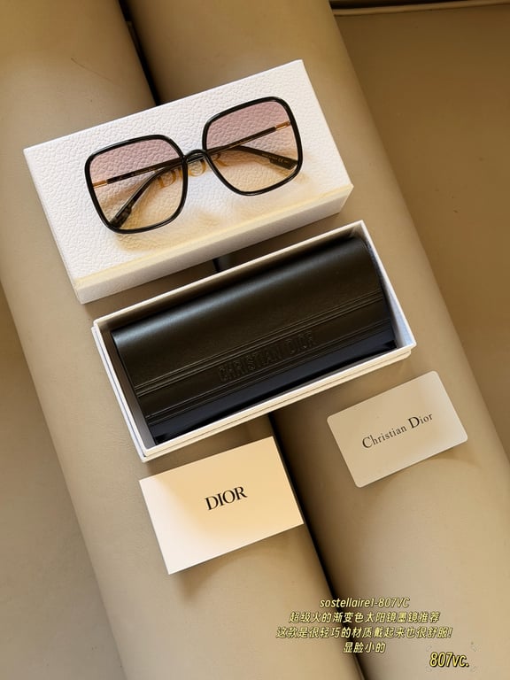 Dior Black Square Sunglasses with Pink Gradient Lenses