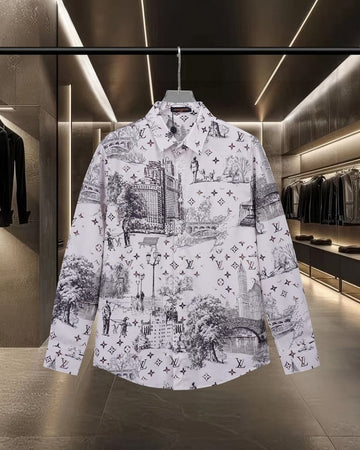 Louis Vuitton Cityscape Piece Pattern Long-Sleeve Shirt