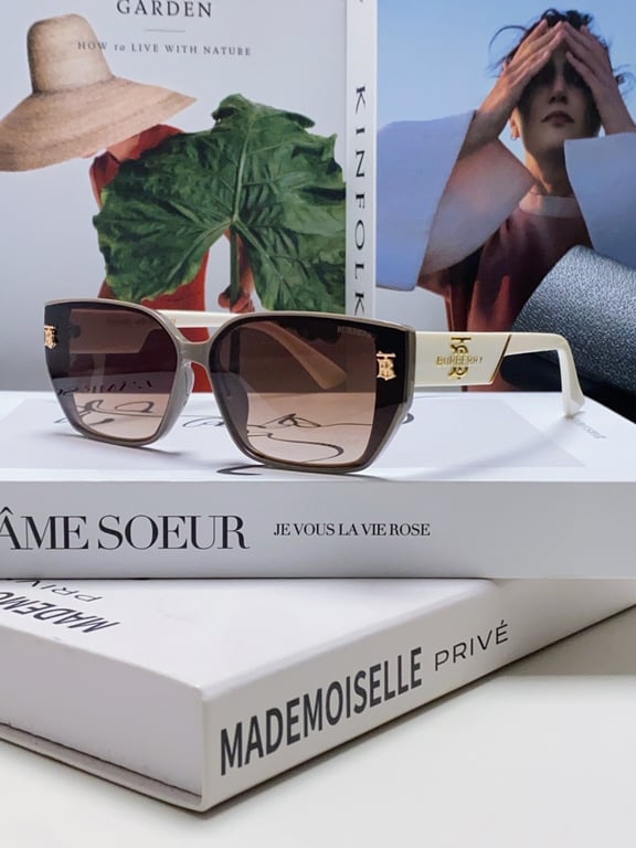 Burberry Oversized Square Sunglasses with TB Logo Accents