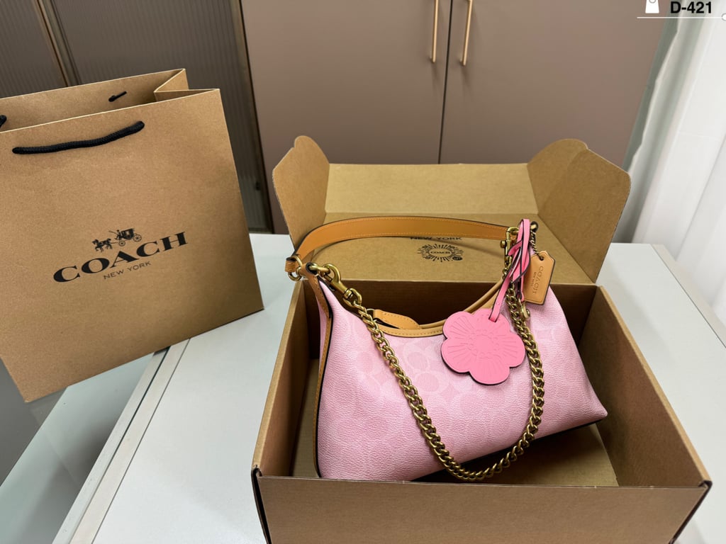 Hobo Shoulder Bag with Flower Charm