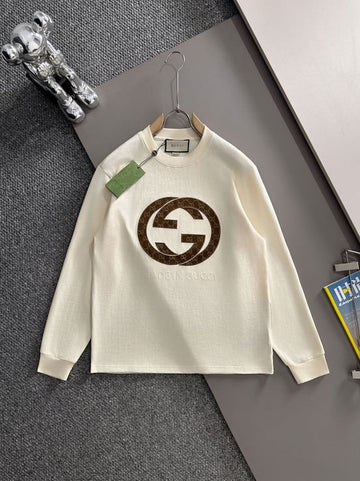 Gucci double-appliquéd logo back with flocked belt and long sleeves