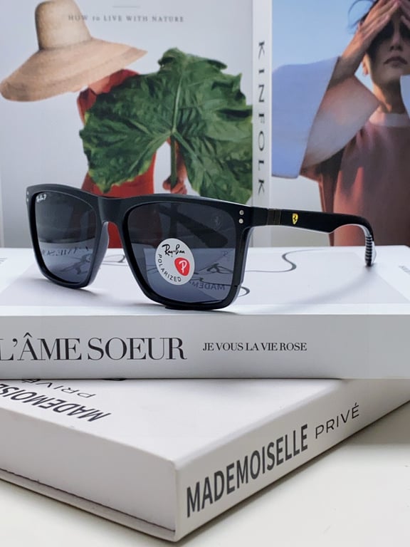 Ray-Ban RB4228 Square Sunglasses (Black with Gold Accent)