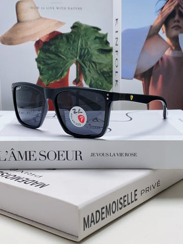 Ray-Ban RB4228 Square Sunglasses (Black with Gold Accent)