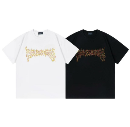 2025 Balenciaga Flame 🔥 Gothic Letter Print Short-Sleeve T-Shirt
