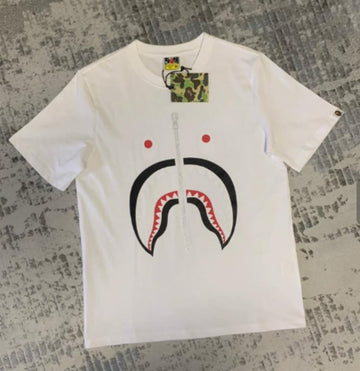 White BAPE Shark Mouth Zip Print T-Shirt