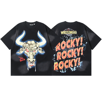 Hellstar Washed Retro Trendy Print Short-Sleeve T-Shirt