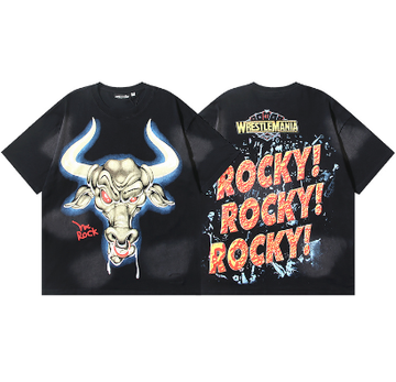 Hellstar Washed Retro Trendy Print Short-Sleeve T-Shirt