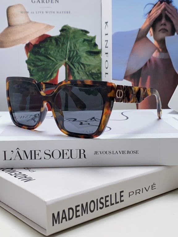 Dior Tortoiseshell Square Sunglasses with CD Logo