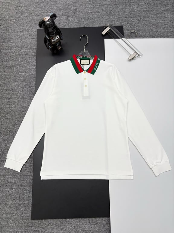 Gucci embroidered long-sleeved polo shirt