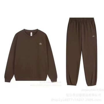 ALO Dark Brown Crew Neck Jogger Suit