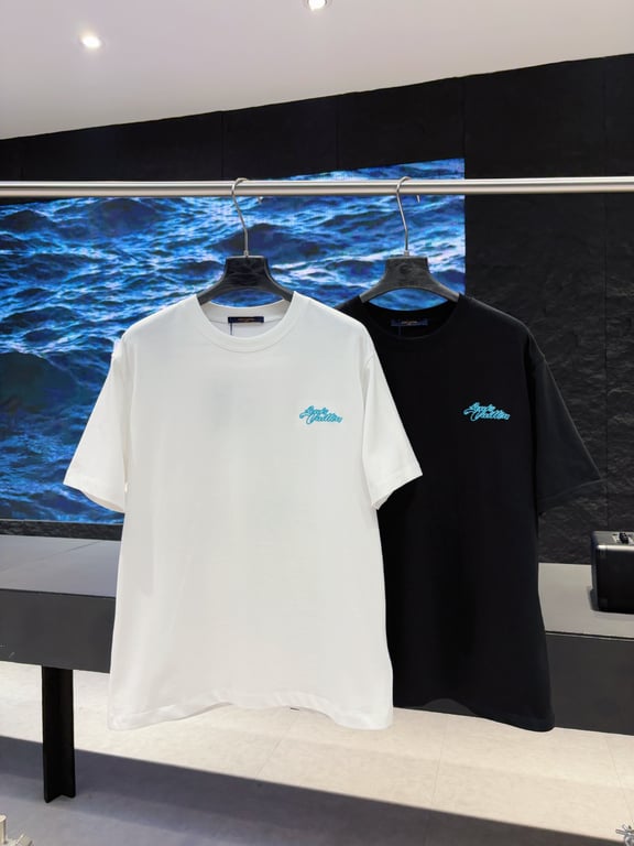 Louis Vuitton chain embroidered short-sleeved shirt # Made with custom 270g pure cotton fabric, offering a comfortable and luxurious feel against the skin.