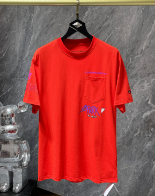 Chrome Hearts Red "Spark" Graffiti Pocket Tee