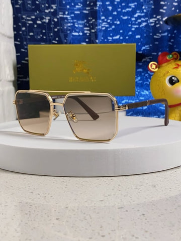 Burberry Gold Aviator Sunglasses with Brown Lenses