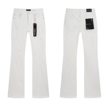 White Flared Denim Jeans with Light Distressing