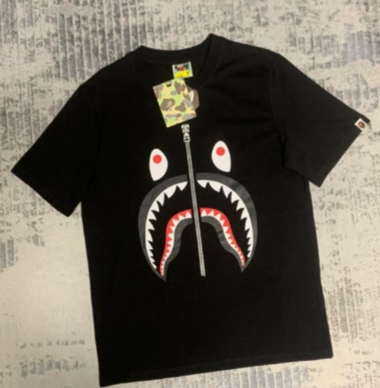 Black BAPE Shark Mouth Zip Print T-Shirt