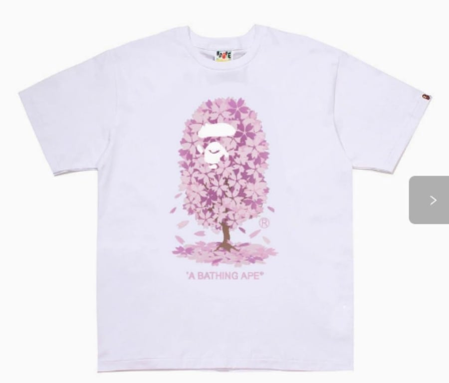 White BAPE Cherry Blossom Tree Ape Head T-Shirt