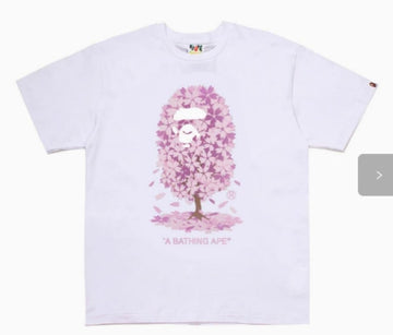 White BAPE Cherry Blossom Tree Ape Head T-Shirt