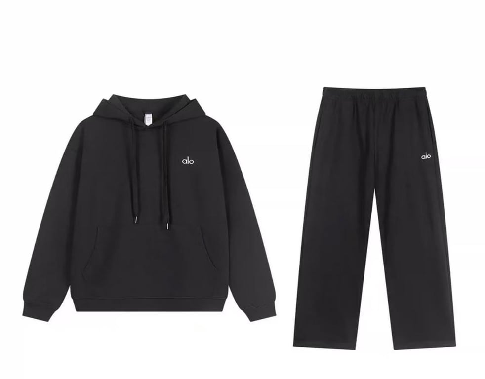 ALO Dark Grey Hooded Straight-Leg Suit
