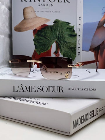 Cartier Gold-Tone Rimless Sunglasses with Brown Gradient Lenses
