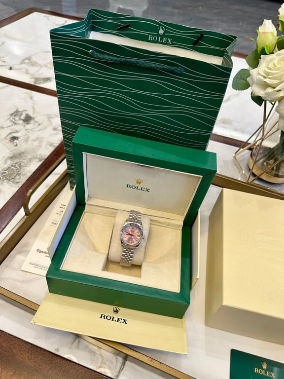 Rolex Datejust Pink Dial Diamond Bezel Jubilee Bracelet
