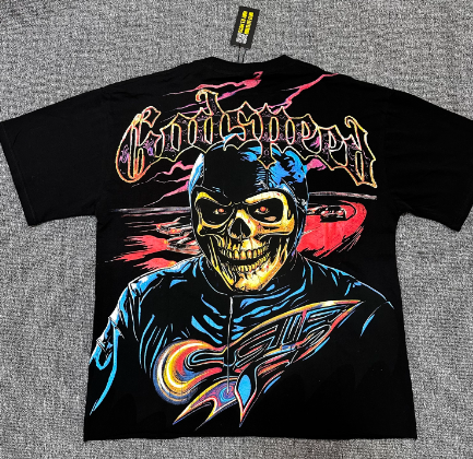 Godspeed American rock street style washed retro short-sleeved T-shirt