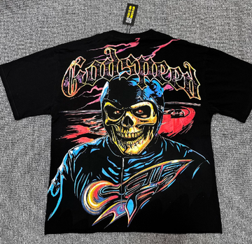 Godspeed American rock street style washed retro short-sleeved T-shirt