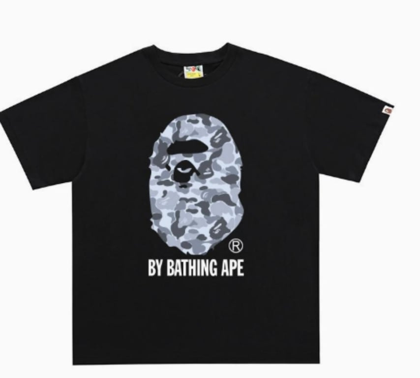 Black BAPE Grey Camo Ape Head T-Shirt