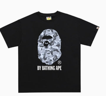 Black BAPE Grey Camo Ape Head T-Shirt