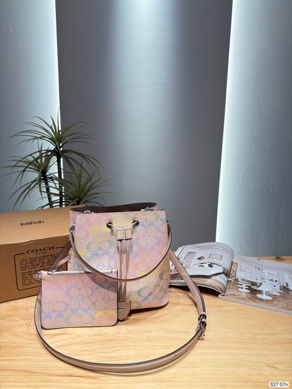Signature Bucket Bag with Multicolor Print