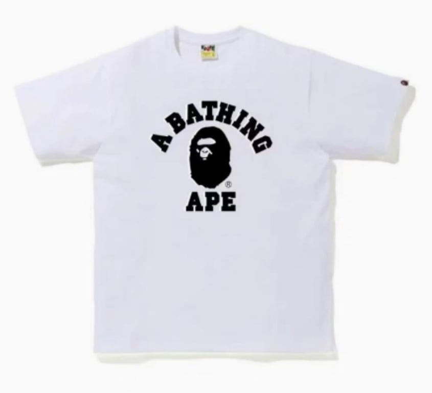 White BAPE College Logo T-Shirt