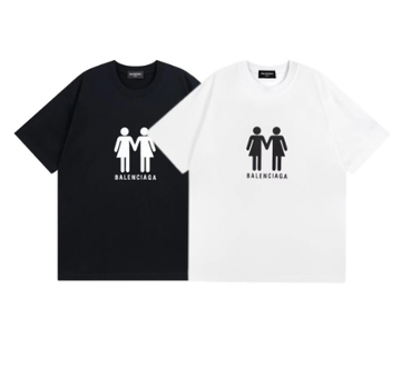 Balenciaga double portrait and flag print short-sleeved shirt