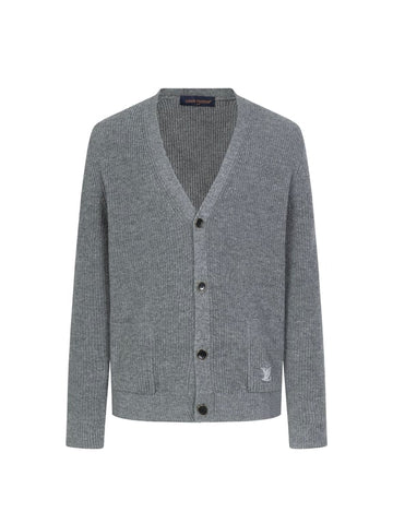 Louis Vuitton solid color V-neck long-sleeved cashmere cardigan for men.