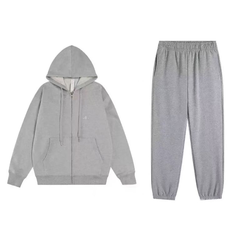 ALO Grey Full Zipper Jogger Suit