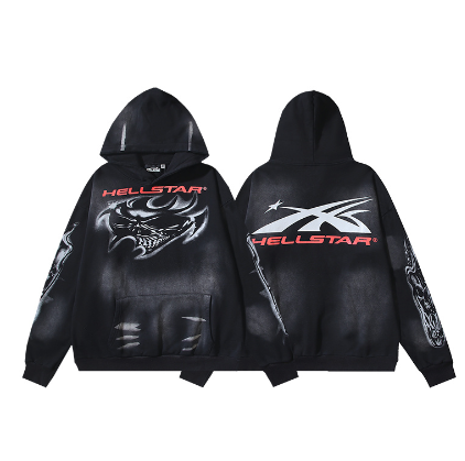 Hellstar Distressed Terry Cloth High Street Retro Hooded Sweatshirt