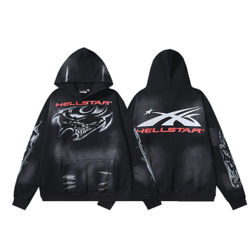 Hellstar Distressed Terry Cloth High Street Retro Hooded Sweatshirt