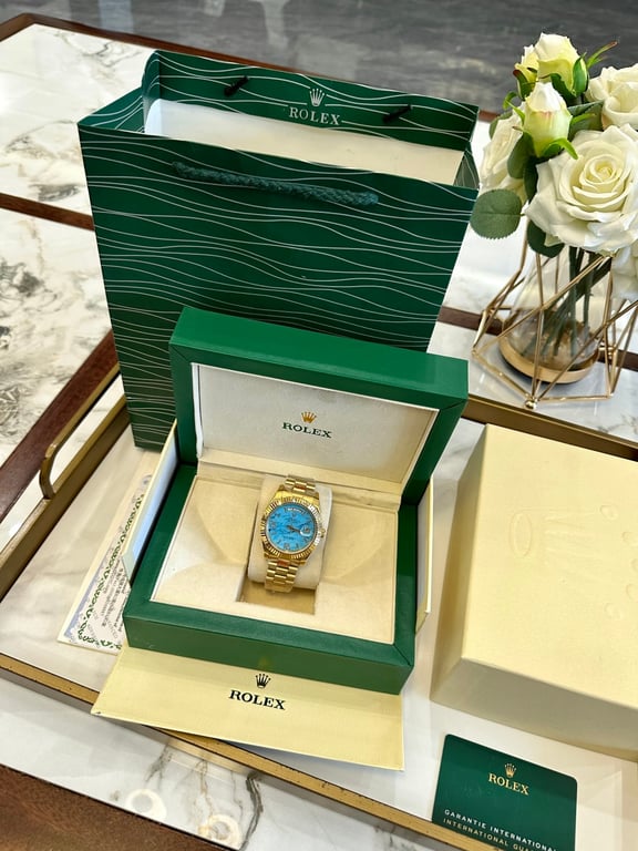 Rolex Day-Date Turquoise Dial Yellow Gold President Bracelet