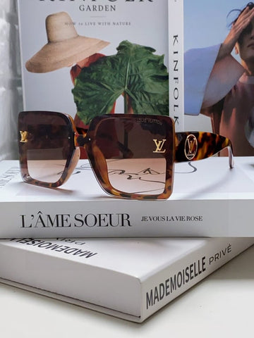 LV Tortoise Shell Square Sunglasses (Brown/Gold)
