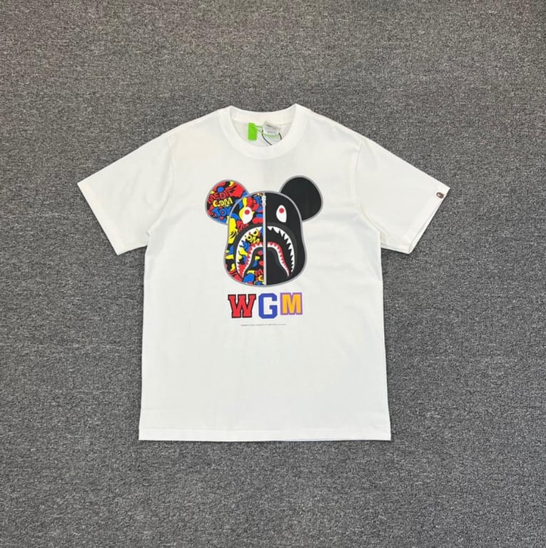 White BAPE x BE@RBRICK Shark WGM T-Shirt
