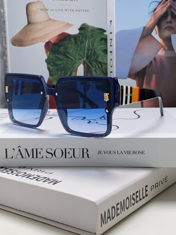 Burberry Blue Square Sunglasses with TB Logo Accents