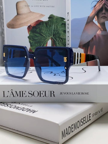 Burberry Blue Square Sunglasses with TB Logo Accents