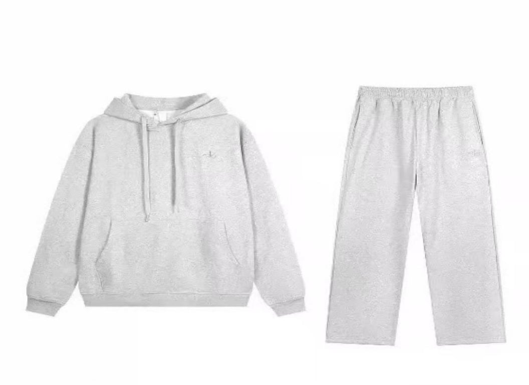 ALO Light Gray Hooded Straight-Leg Suit
